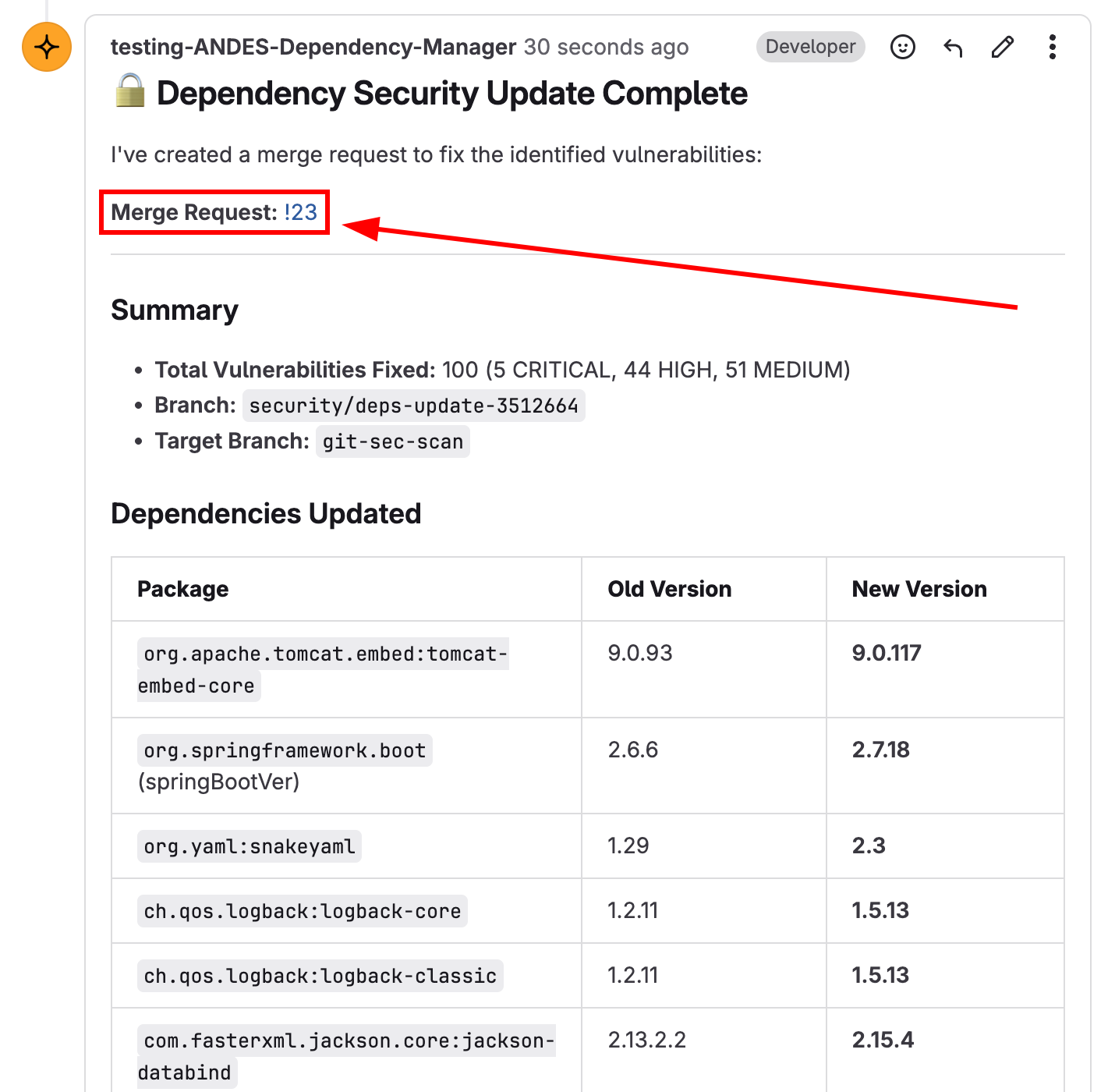 MR Created with Security Updates