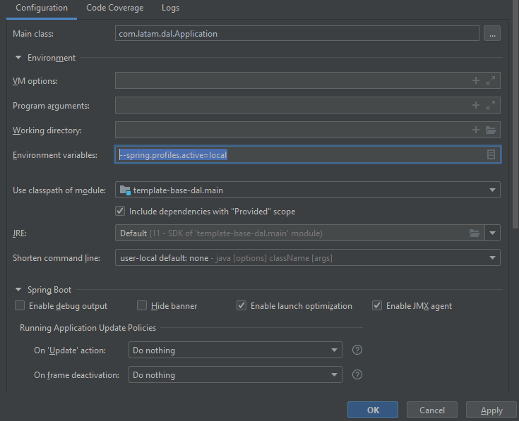 Local configuration profile in IntelliJ